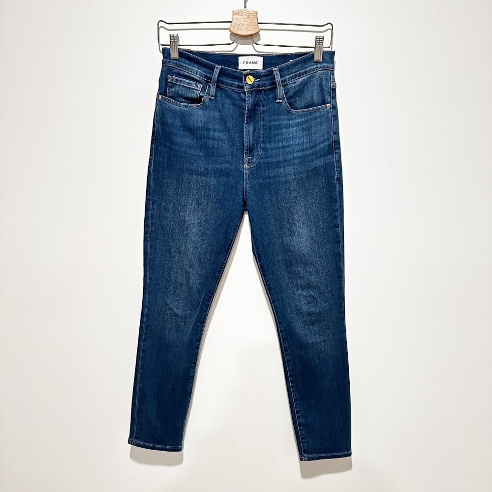 Frame Ali High-Rise Cigarette Jeans | Lupine Dark Wash | Size 27 - Picture 3 of 8